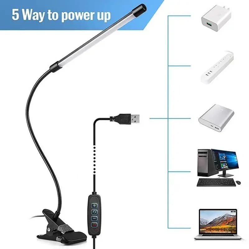 Lampe de bureau à clip LED, dortoir d'étudiants, chambre à coucher, bureau, lampe de lecture de chev