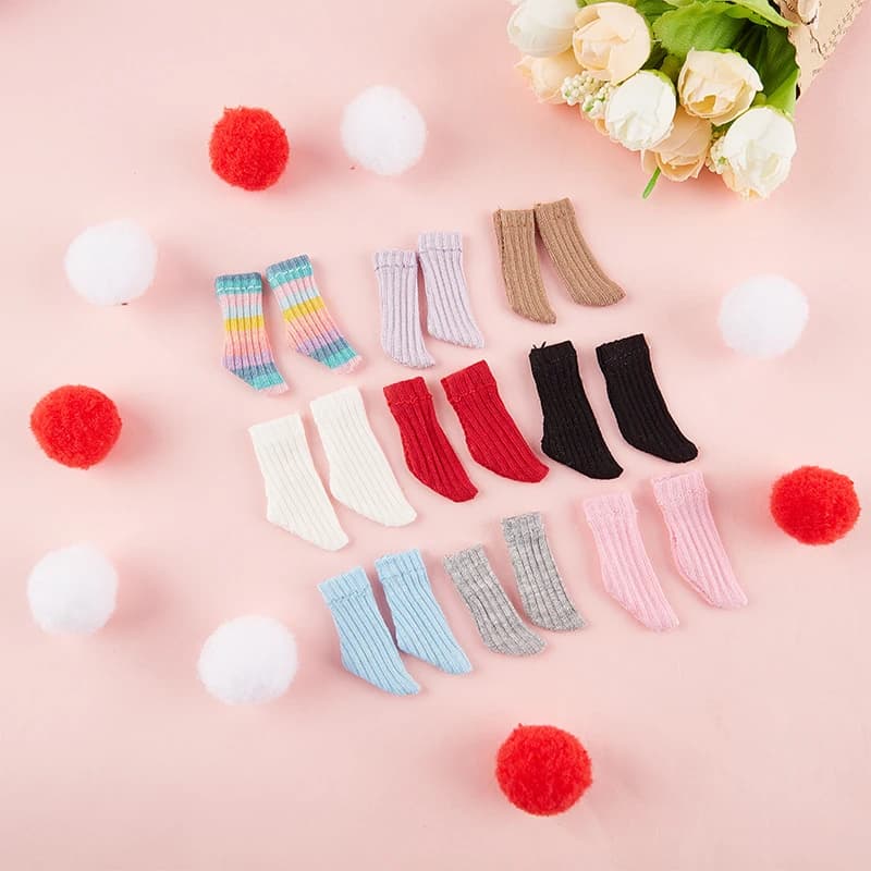 Chaussettes courtes de couleur bonbon pour poupées Barbies, accessoires vestisens, Blyth Azone, OB11