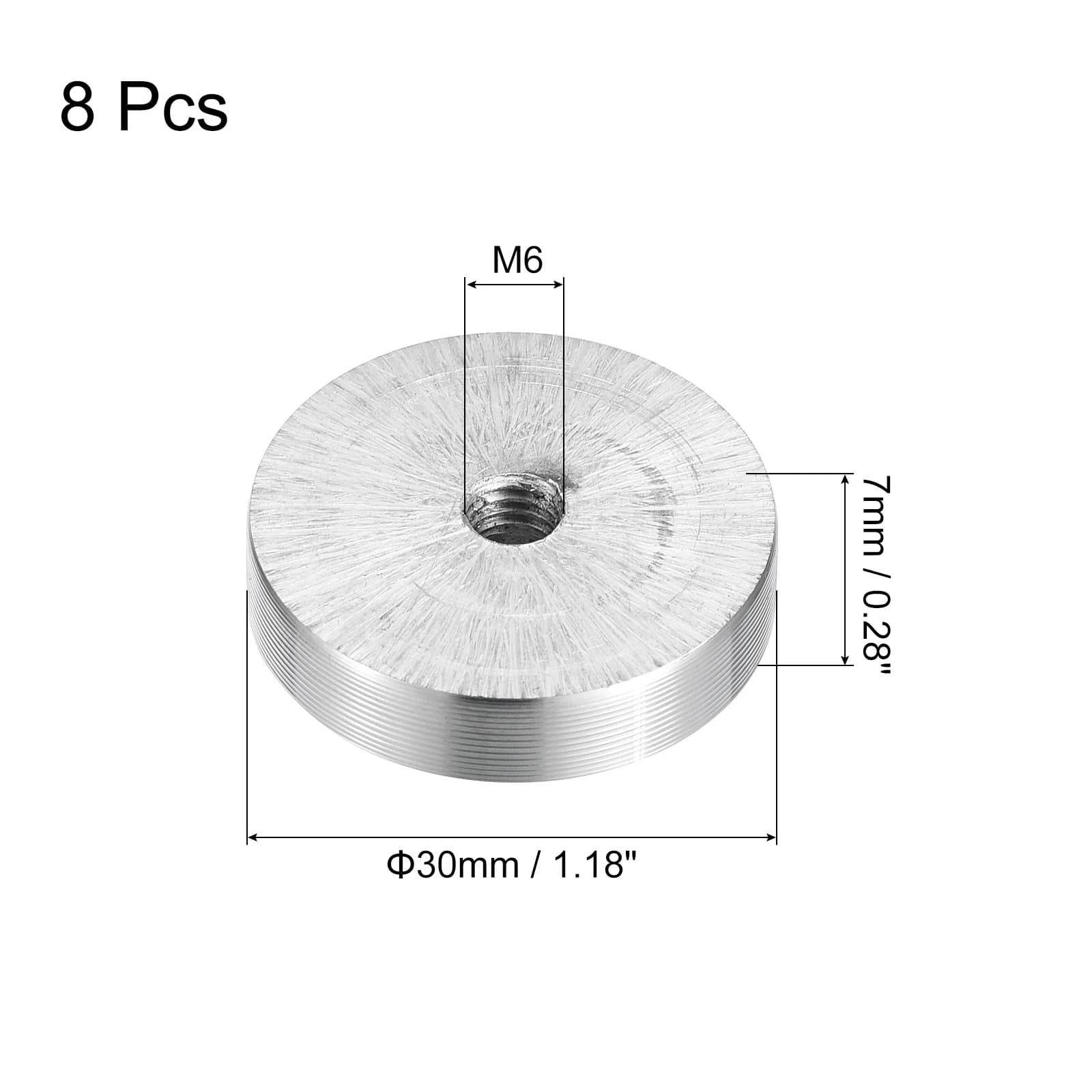 Disque en aluminium de 30/40/50/60mm de diamètre, filetage M6 M8 M10, forme ronde, Table en verre, d
