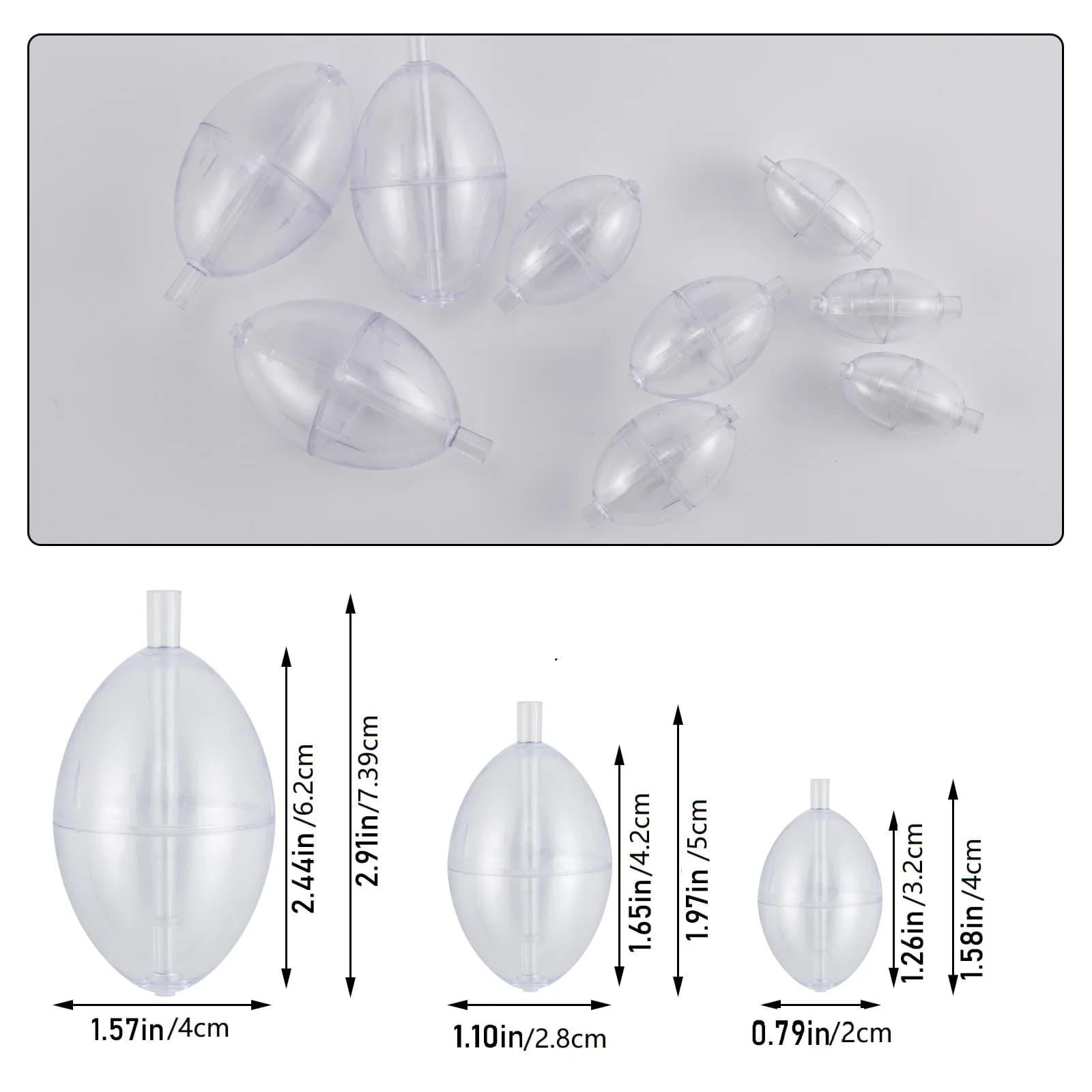 10 pièces flotteur de pêche bouée Bobber indicateur de frappe PVC plastique Surface transparente flo