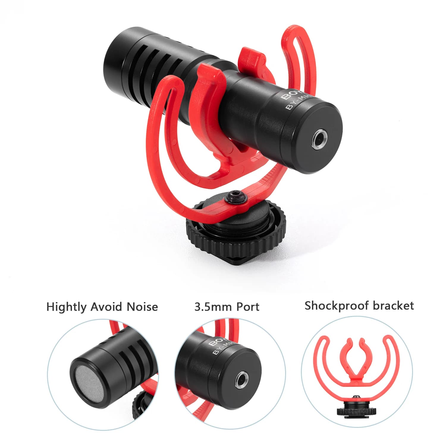 BOYA BY-MM1 Microphone de fusil de chasse cardioïde professionnel pour iPhone Android Smartphone PC 