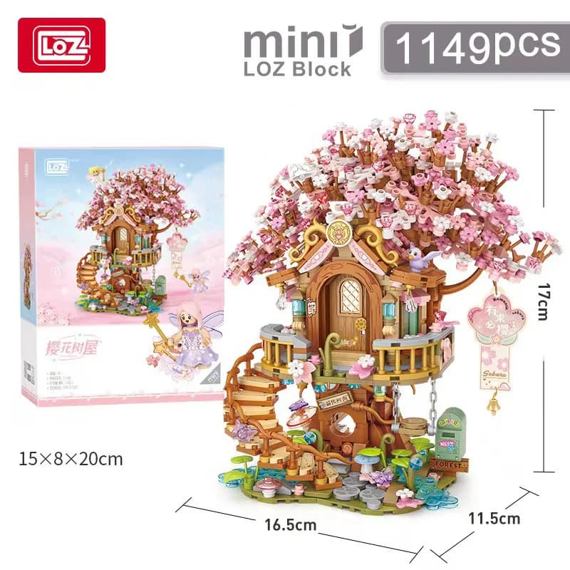 LOZ-1381 cerisier arbre maison poupée bricolage maison 3D modèle créatif assemblage filles et enfant