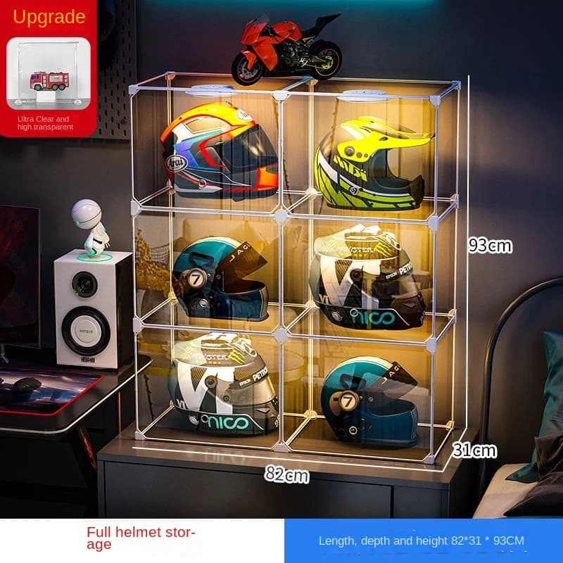 Casque de moto à valeur qualifiée ale élevée, rangement anti-poussière, chapeau T1, armoire d'exposi