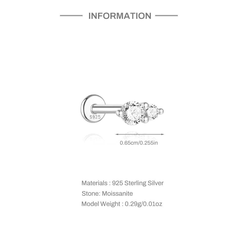 Aide Moissanite diamant boucles d'oreilles pour femmes original 925 en argent Sterling vis arrière f