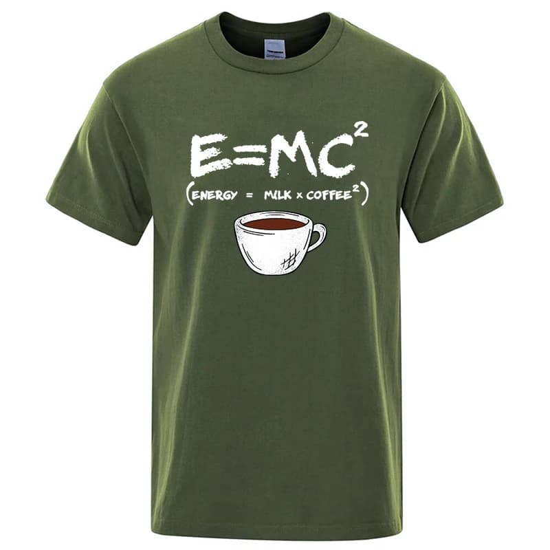 T-shirt d'été pour hommes 100% coton décontracté drôle énergie = lait + café imprimé hommes Cool amp