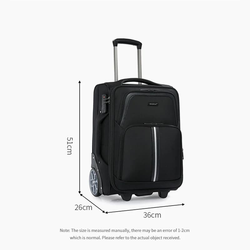 Valise de voyage de 20 pouces en tissu Oxford, bagage à main avec grandes roues, boîtier de chariot,
