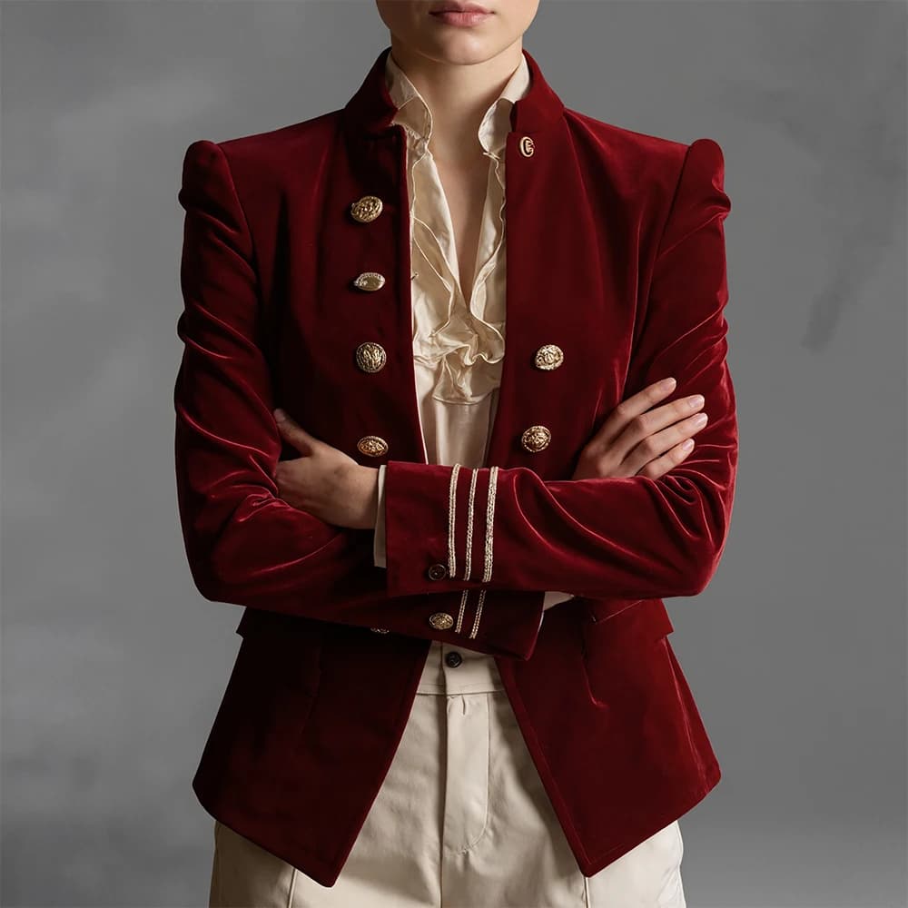 Veste élégante en velours vintage pour femme, style preppy britannique, veste ajustée décontractée, 