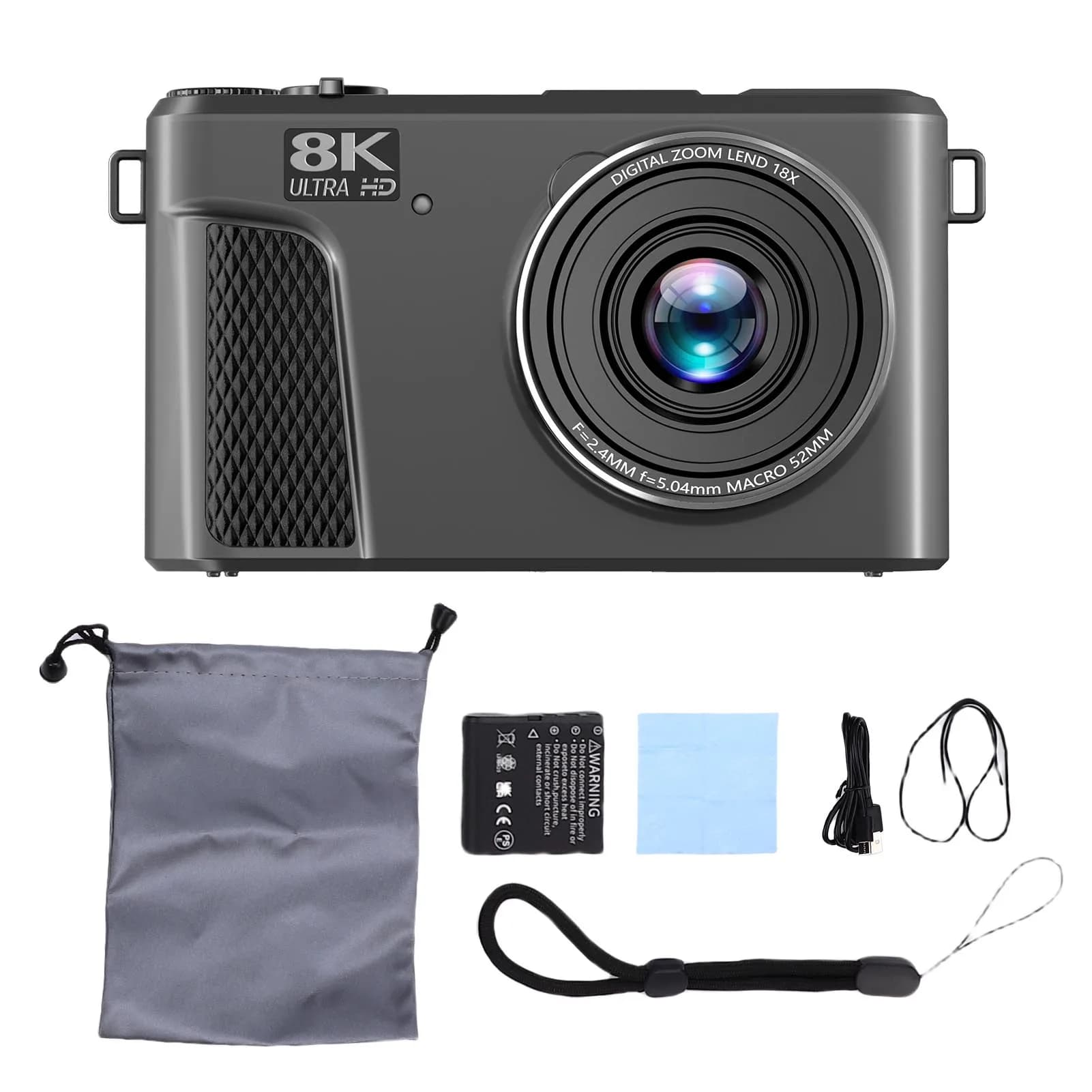 Appareil photo numérique 8K 88MP, Zoom 18x, mise au point automatique, WiFi, caméra de voyage avec é