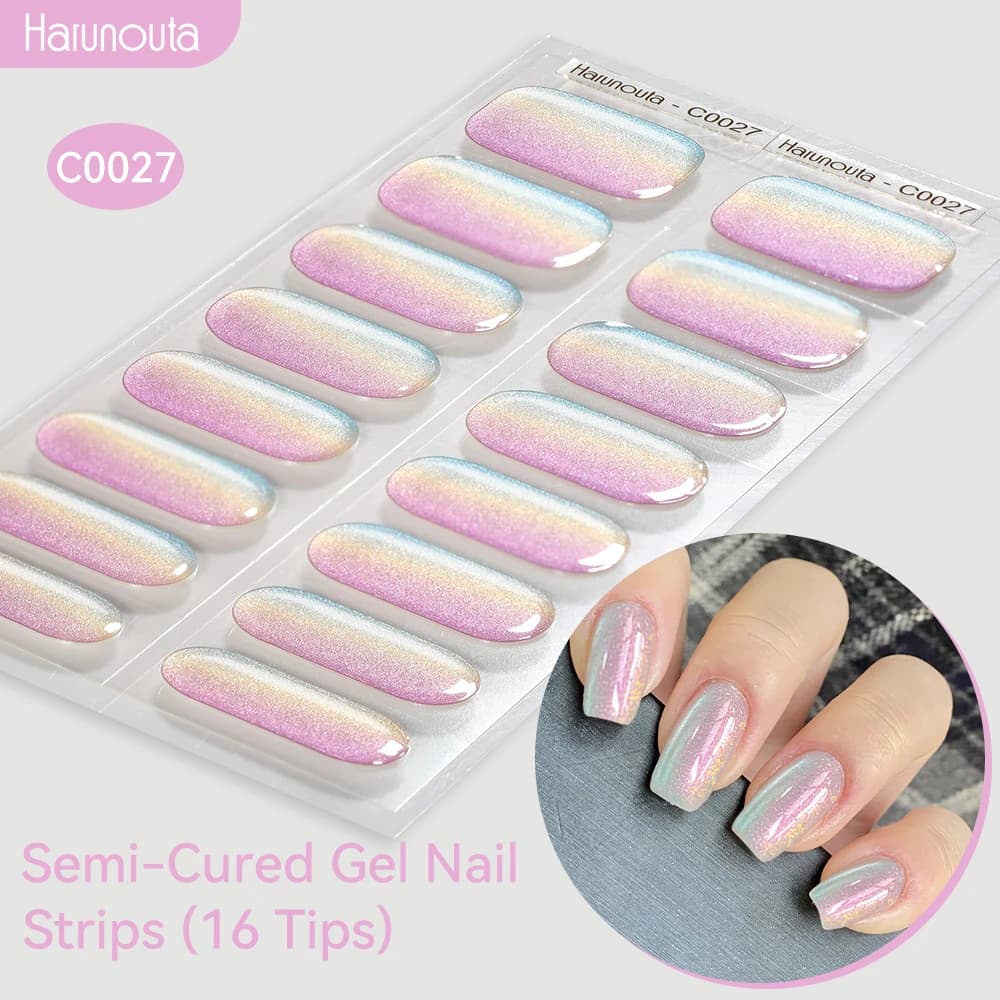 Bandes d'ongles en gel semi-durci avec lampes à ongles UV et LED, Aurora nickel é, autocollants de v