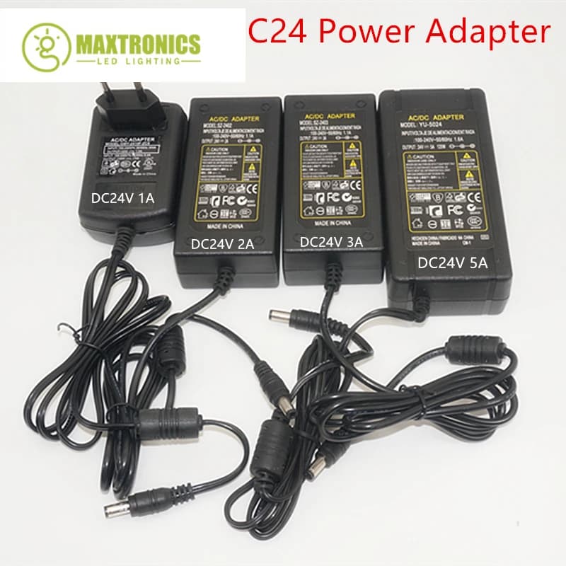 Adaptateur d'alimentation LED pour lampe à bande LED, prise de pilote, DC 5V, DC 12V, DC 24V, 1A, pi