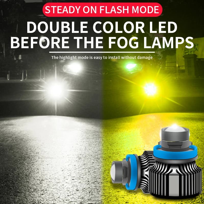 Ampoule de sauna de voiture verte citron, phares à lentille laser, antibrouillard automatique, budgé