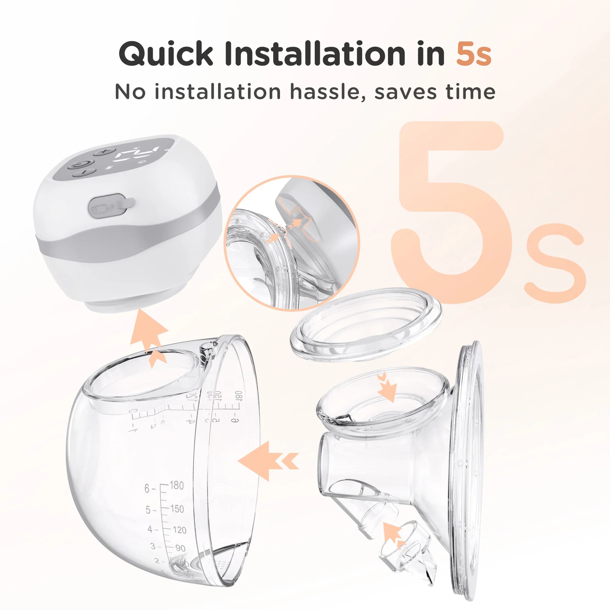 Tire-lait électrique mains libres sans BPA, 12 recyclables, 3 modes, portable, écran LCD, allaitemen