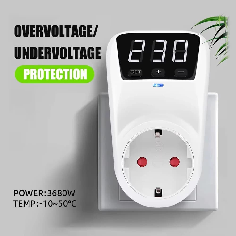 Protecteur de prise 15A/16A, tension réglable, protection automatique contre les surtensions et les 