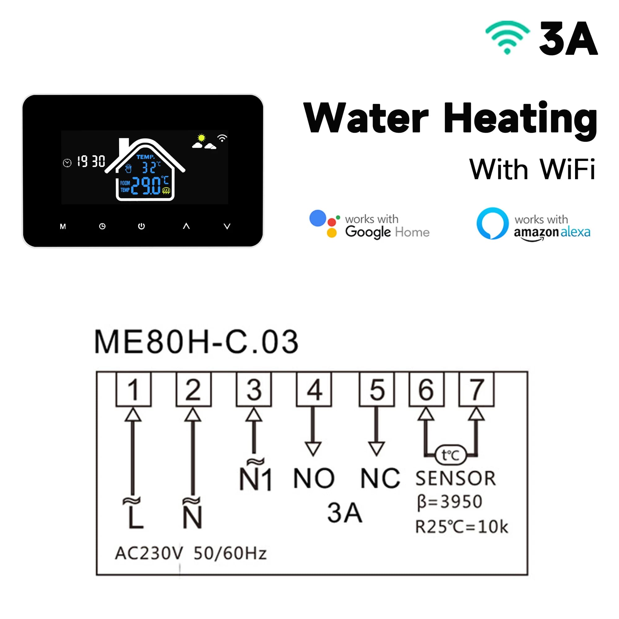 Thermostat intelligent WiFi, régulateur de température, chauffage électrique au sol, affichage LCD p