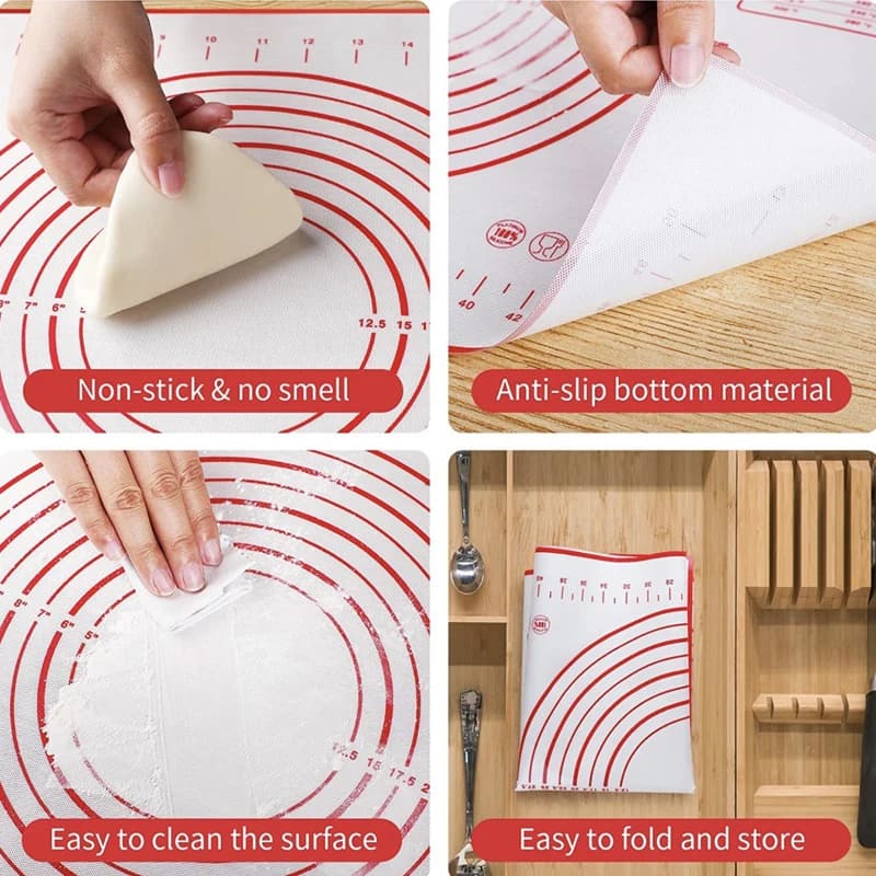 Tapis de cuisson en Silicone surdimensionné 80/70/60cm, tapis de pâtisserie roulant, pétrissage, crê