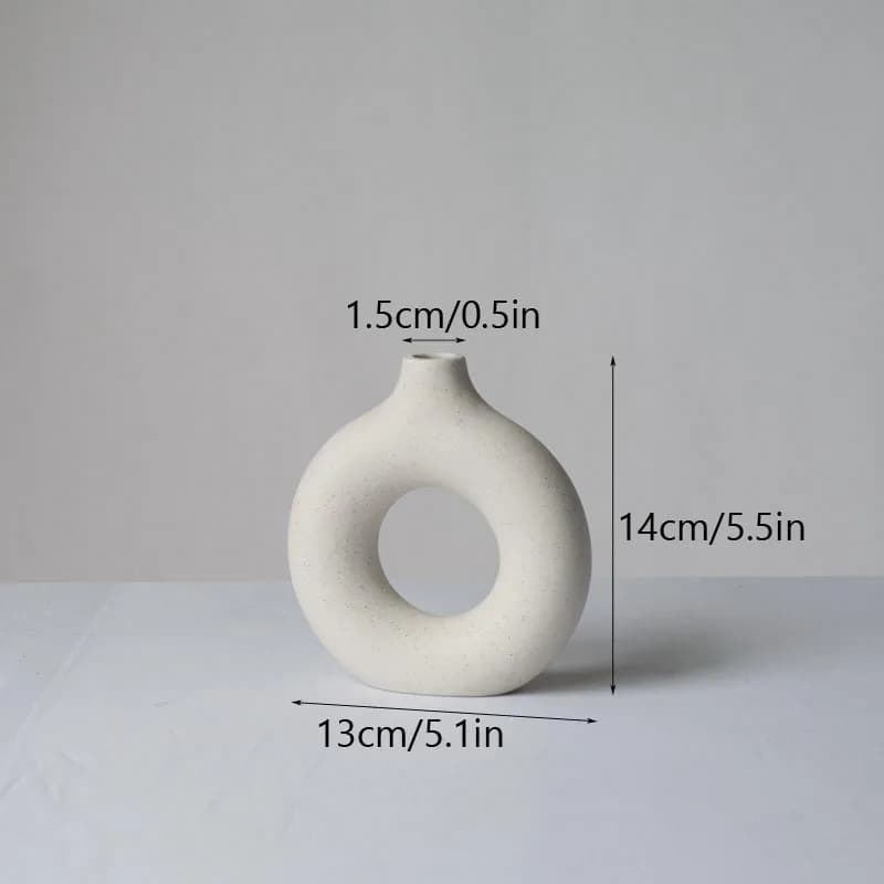 Vilead-Vase circulaire creux en céramique, art nordique, accessoires de décoration pour la maison, l