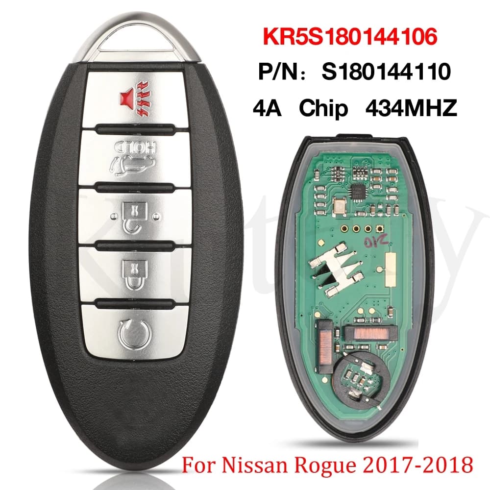 Jingyuqin – clé télécommande à 5 boutons, 433MHZ, puce 4A, P/N S180144110, pour voiture Nissan Rogue