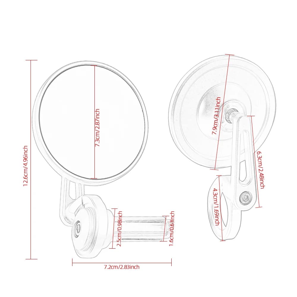 Rétroviseur de moto universel, 1 paire, 7/8 ", 22mm, miroir latéral de motocyclette, accessoires