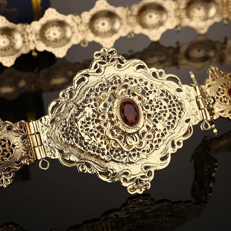 Ceinture algérienne couleur or pour femmes, Abaya marocain, bijoux de mariée, chaîne de taille arabe