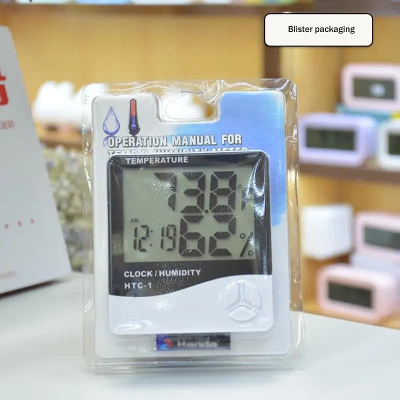 [CL] Hygromètre blanc, station météo avec horloge, écran LCD, thermomètre numérique, hygromètre HTC-