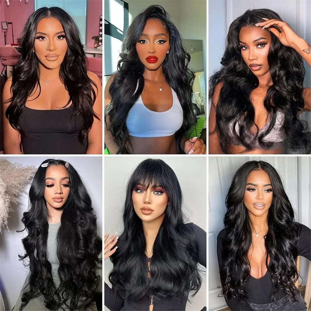 Extensions de cheveux humains Remy brésiliens, ondulés, couleur noir naturel, 1/3/4 pièces, 40 pouce
