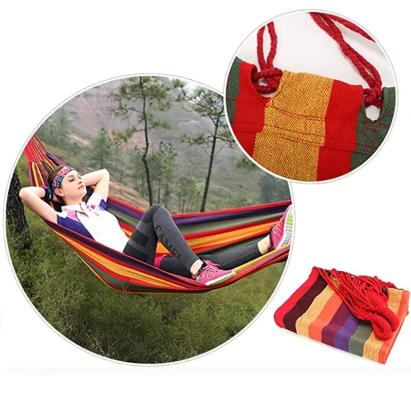 Hamac simple en toile épaisse et large, pour Camping en plein air, sac à dos, balançoire de loisirs,
