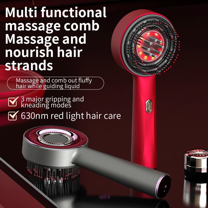 Peigne de Massage électrique à vibrations, 3 Modes, thérapie à la lumière rouge, Massage de la crois