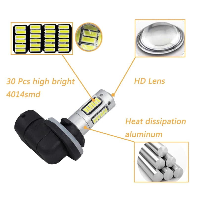 2 pièces 881 H27W/2 ampoules de voiture LED haute puissance H27 Auto LED antibrouillard DRL feux diu