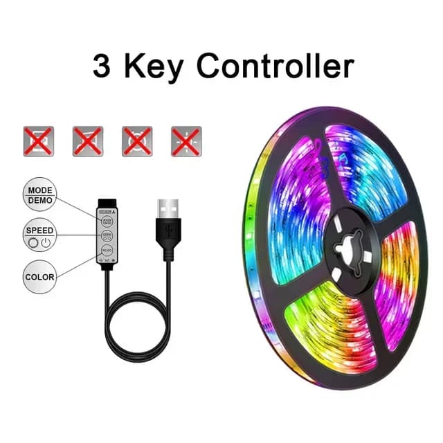 Bande lumineuse LED USB flexible pour la décoration de la chambre, diode de rétroéclairage TV, ruban