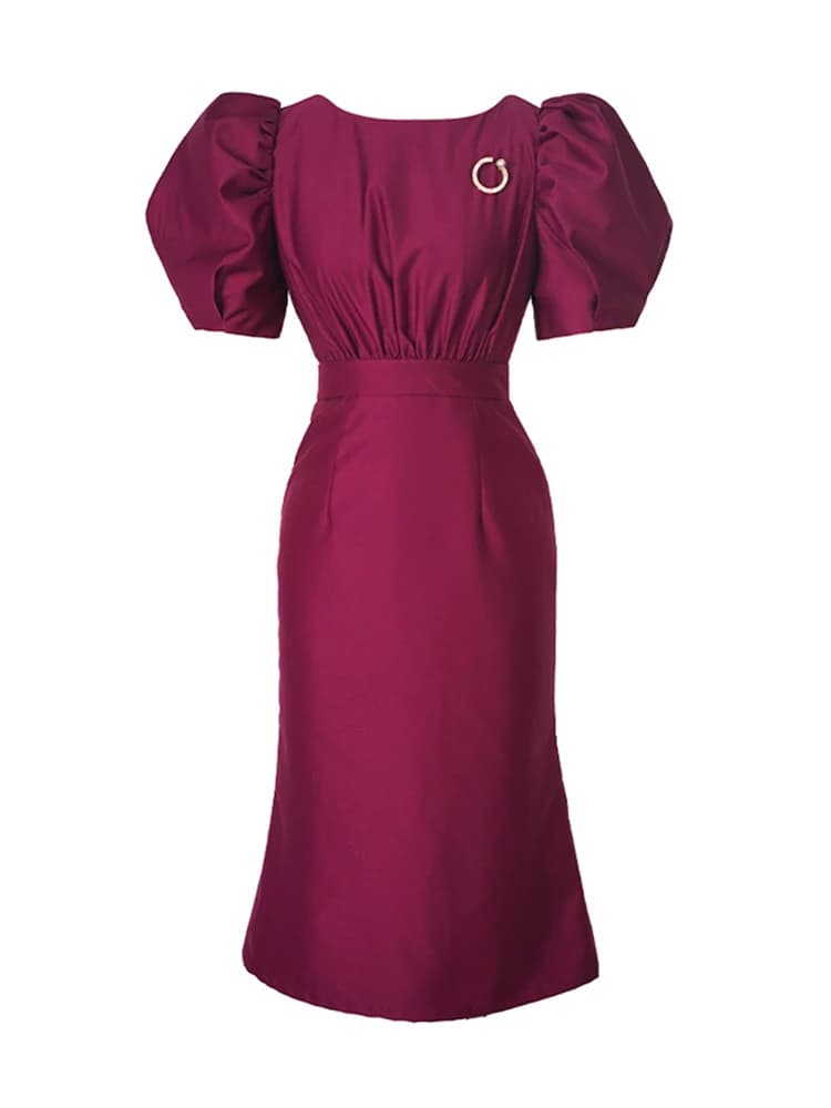 Robe de Soirée Élégante en Satin pour Femme, Tenue de Bureau, Violet, Col Rond, Mince, Midi, ix, Bal