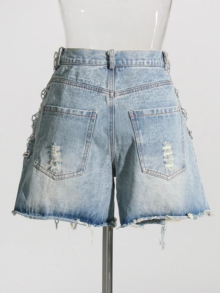 TWOTWurea-Short en denim YLE pour femme, culotte courte sexy, taille haute, patchwork, décontracté, 