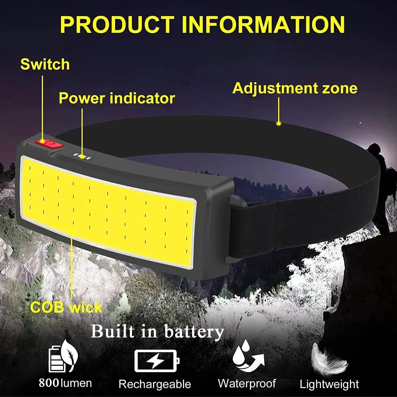 Lampe de poche LED COB pour sauna, batterie intégrée, aste par USB, lampe d'urgence extérieure, lant