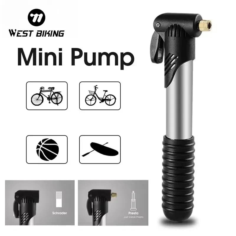 WEST BIKING – Mini pompe à vélo Portable, pompe à Air manuelle, gonfleur de pneus à bille, Valve Sch