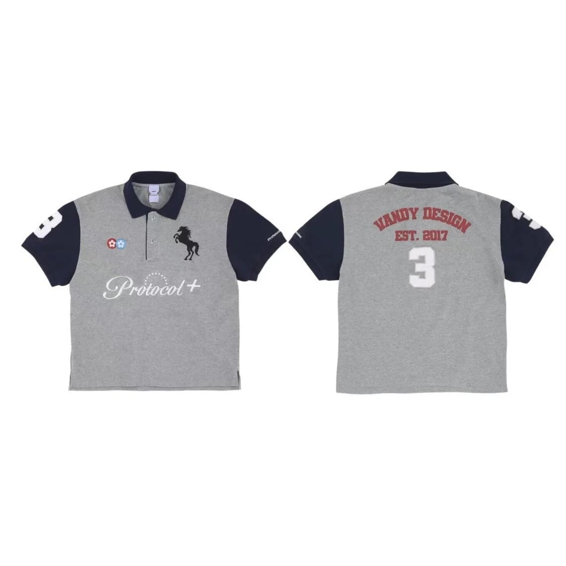 Polo à motif tête de cheval imprimé, avec broderie et emblème, conception conjointe Protocole G/R