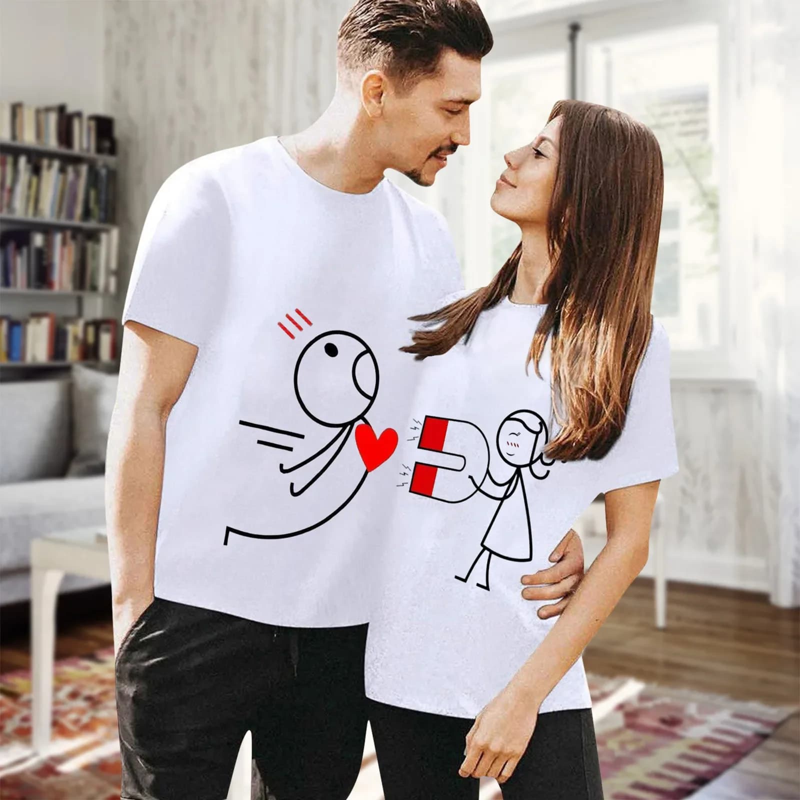 T-shirt du Jour de Léon pour Homme et Femme, Tenue de Couple, Impression de Figurines, Européen et A