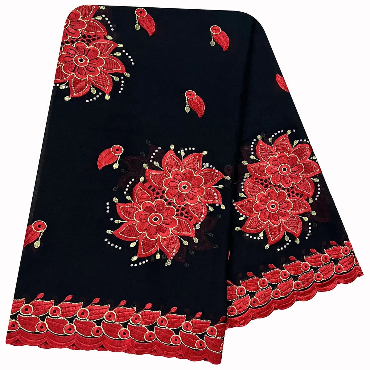 Tissu 100% coton de haute qualité, écharpe brodée en fil de coton rayonne pour femmes africaines, Hi