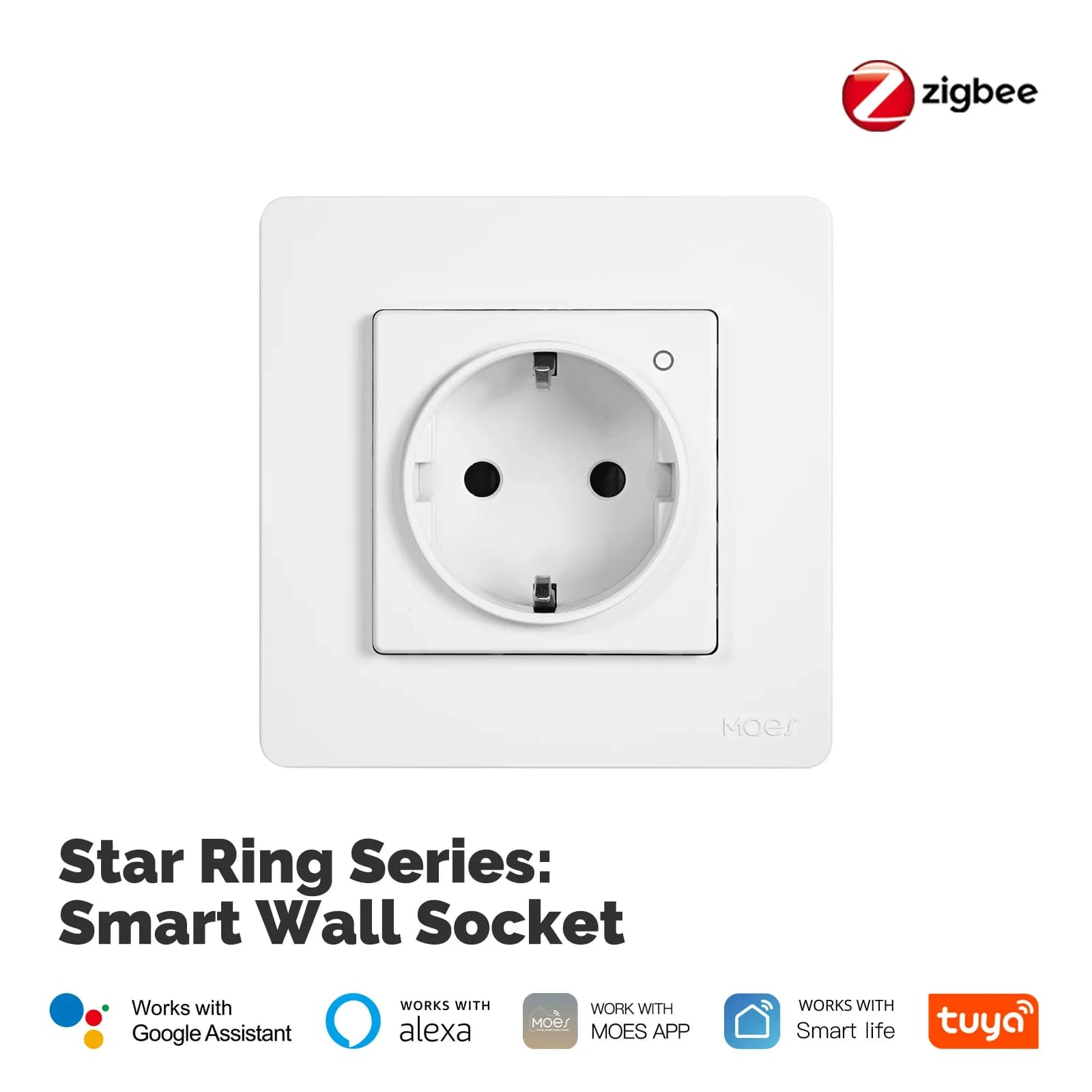 MOES Tuya ZigBee prise intelligente ue mur intégré prise moniteur d'énergie indicateur App télécomma