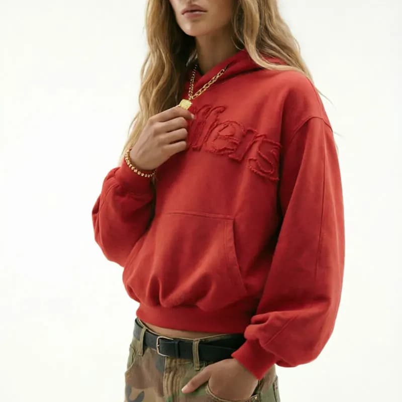 Sweat-shirt à bords bruts avec appliqué, style Y2K, mode streetwear, pour hommes/femmes, sweats à ca