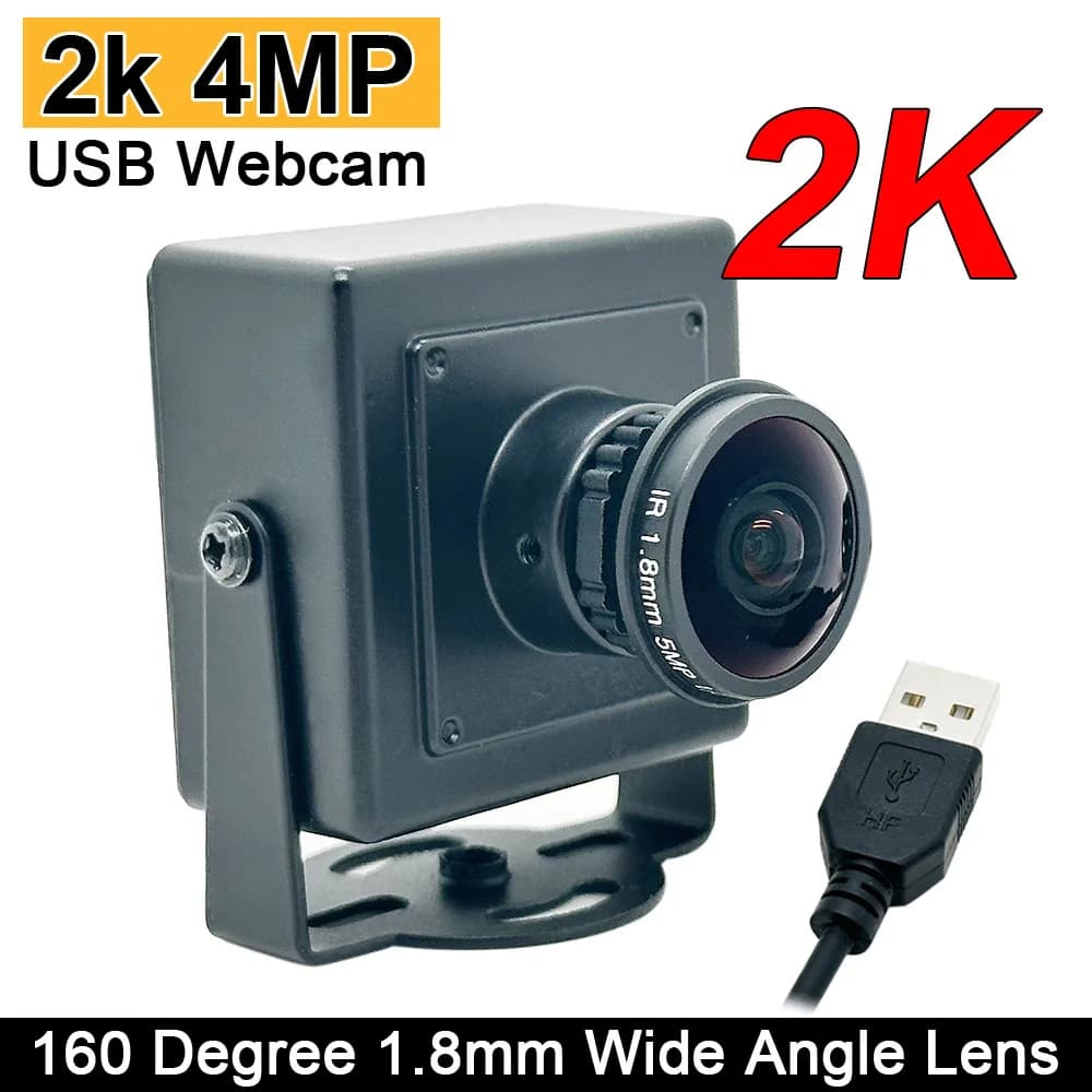 160 degrés grand Angle 5MP 1.8mm objectif Fisheye 2K HD PC Webcam Plug Play 4MP 30fps 2560x1440 haut