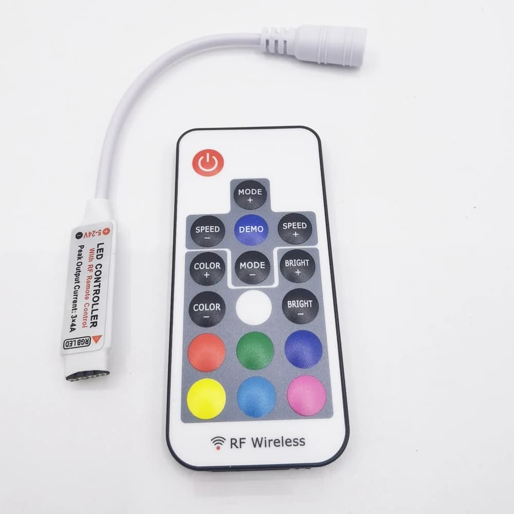 Mini télécommande de gradation LED sans fil RF à 17 touches pour bandes de couleur RGB 5050/3528/573