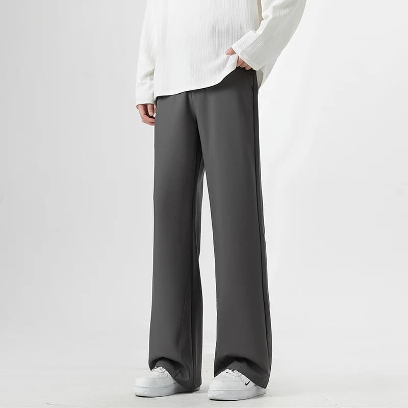 Small Flared Version Men's Casual Pants 2025 Fashion Korean Loose Elastic Drape Business Office Soli