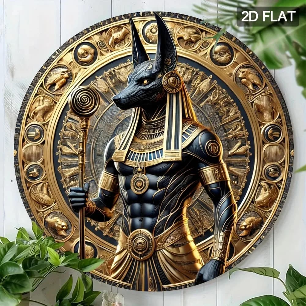 Décoration murale du dieu égyptien Horus, panneau rond en métal 2D pour la maison, le bureau, le caf
