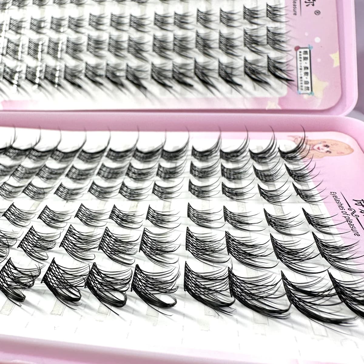 Faux cils manga œil de renard, 32 rangées, grande capacité, optique conique, segmenté, grappe indivi