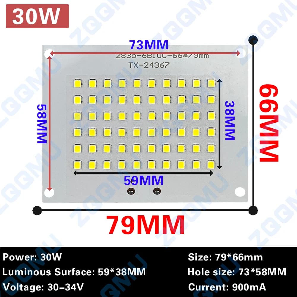 1 pièces projecteur LED pleine puissance PCB 10W 20W 30W 50W 100W 150W SMD2835 LED PCB lampe plaque 