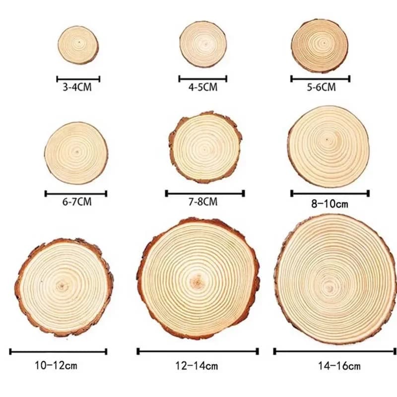 Tranches rondes en bois de pin naturel de 3 à 16CM d'épaisseur, cercles avec disques en écorce d'arb