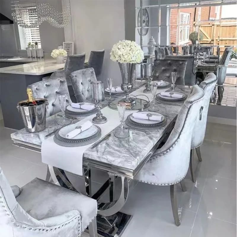 Meubles de salle à manger de luxe, ensemble de Table à manger rectangulaire moderne avec dessus en m