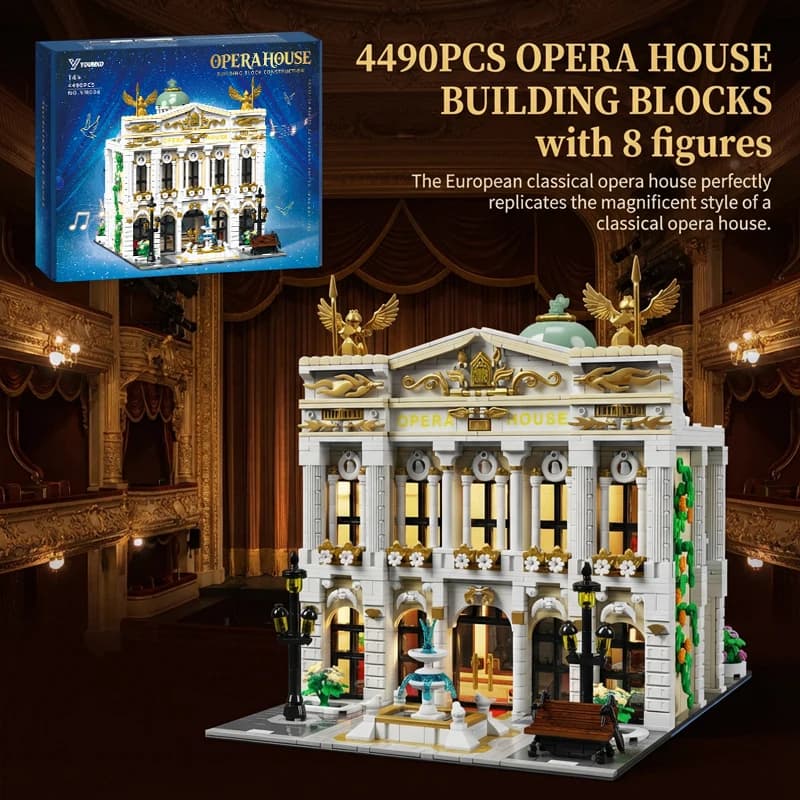 Blocs de construction lumineux Opera House avec 8 figurines, kit de modèle d'architecture urbaine mo