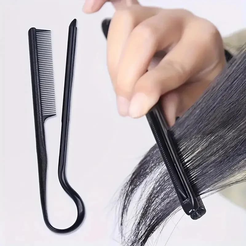 Peigne en V pour cheveux, coiffure, finition, lissage, attelle, outil de coiffure, clip spécial pour