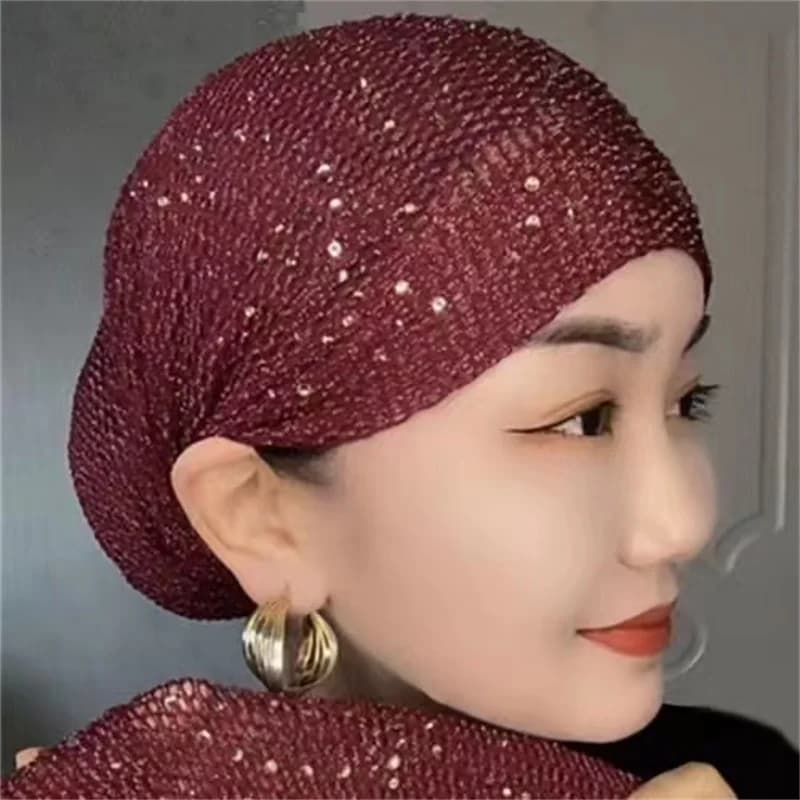 Chapeau Turban d'été en maille respirante pour femmes, élastique, diamants, foulard musulman, Bonnet