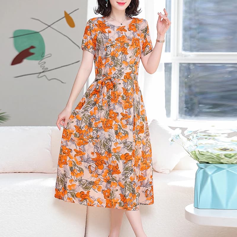 Robe d'été à col rond pour femmes, tenue de soirée en coton, grande taille, style bohème